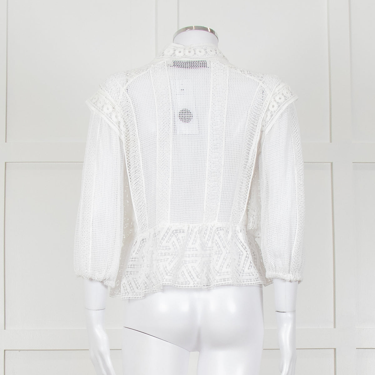 Iro Ruffled Lace V Neck Lace Tie Front Blouse
