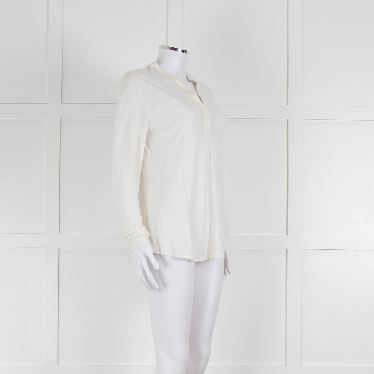 Bruno Manetti Cream Linen Slub Long Sleeve Top