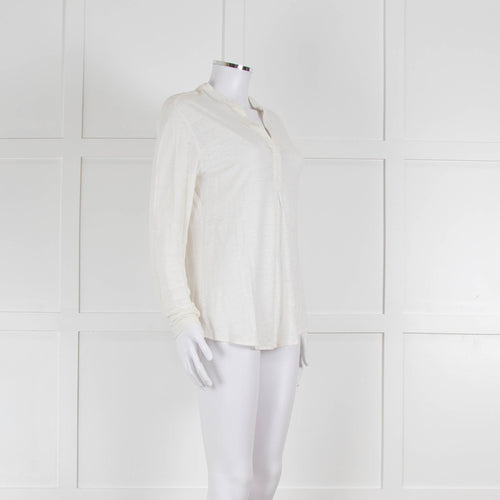 Bruno Manetti Cream Linen Slub Long Sleeve Top