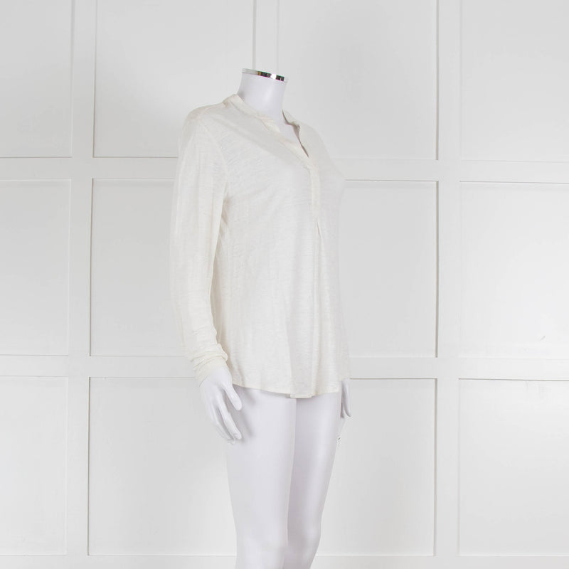 Bruno Manetti Cream Linen Slub Long Sleeve Top
