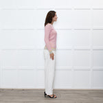 Jonathan Saunders Beige Pink Waffled Cotton Sweater
