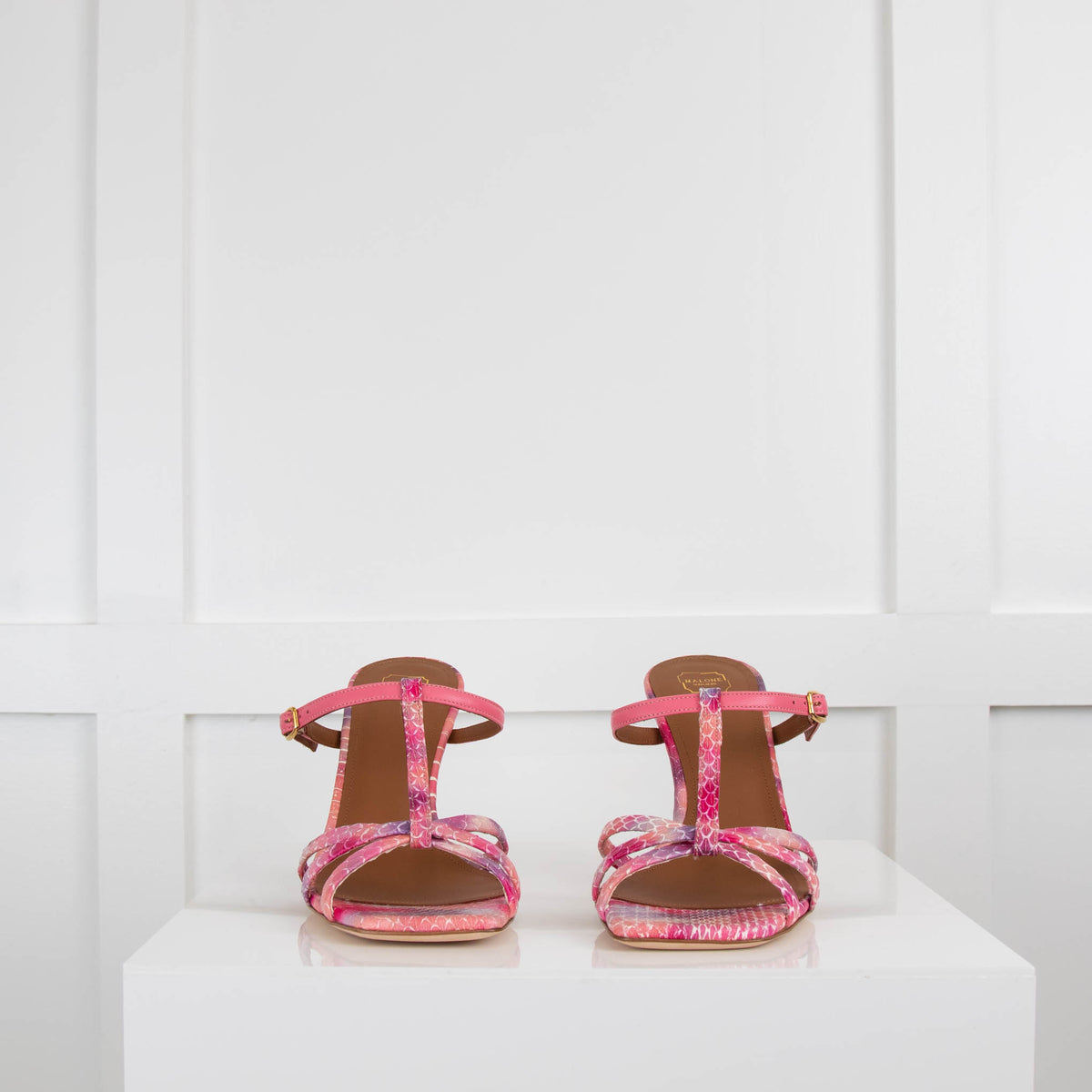 Malone Souliers Pink Square Toe Heeled Sandals