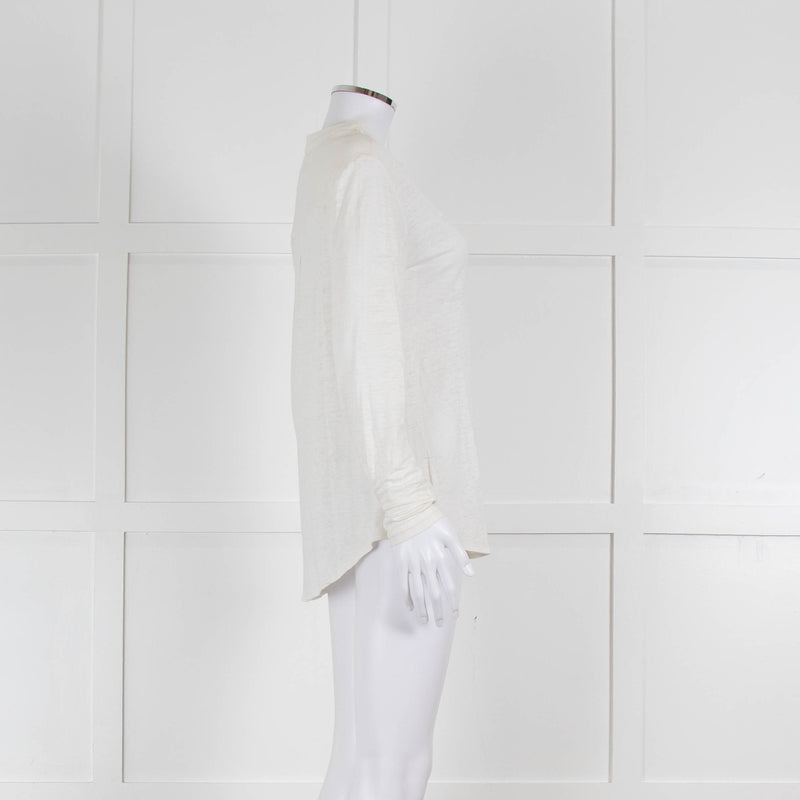 Bruno Manetti Cream Linen Slub Long Sleeve Top