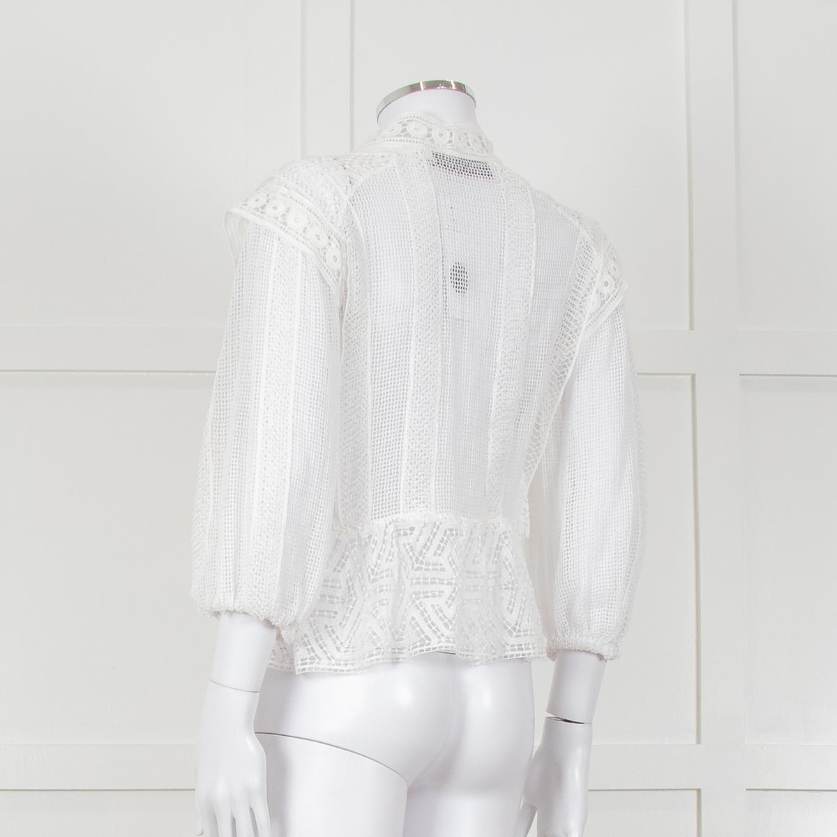 Iro Ruffled Lace V Neck Lace Tie Front Blouse