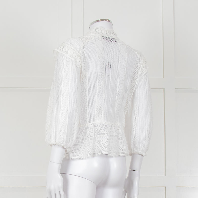 Iro Ruffled Lace V Neck Lace Tie Front Blouse