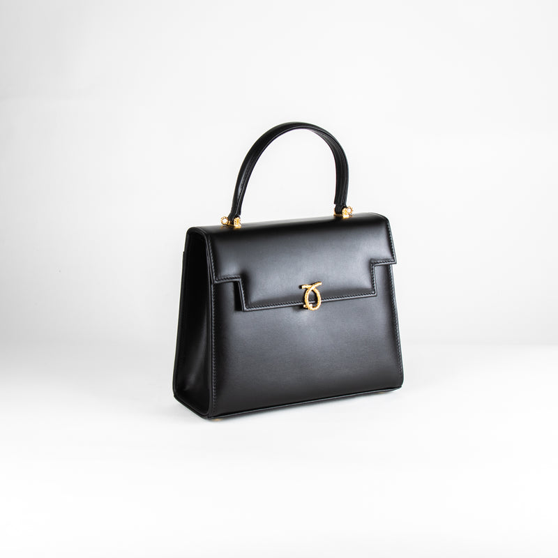 Launer London Black Leather Traviata Handbag
