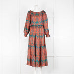 Seren Green And Orange Silk Tiered Dress