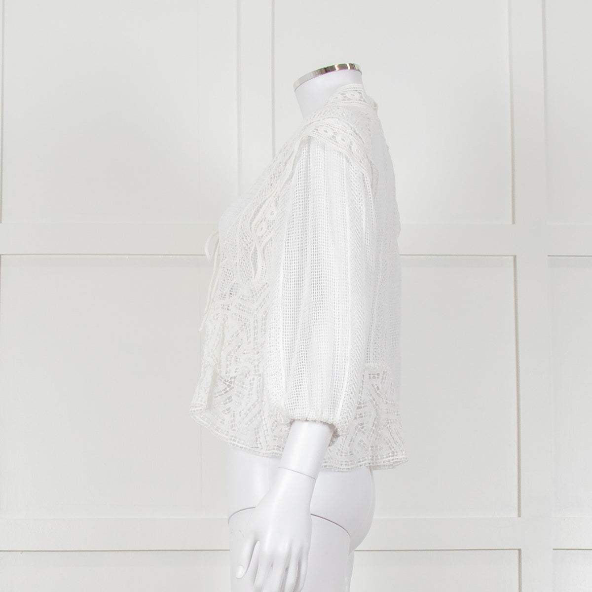Iro Ruffled Lace V Neck Lace Tie Front Blouse
