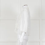 Iro Ruffled Lace V Neck Lace Tie Front Blouse