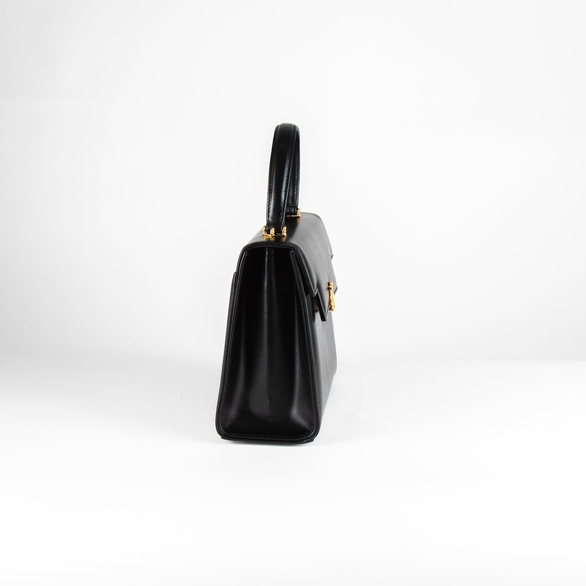 Launer London Black Leather Traviata Handbag