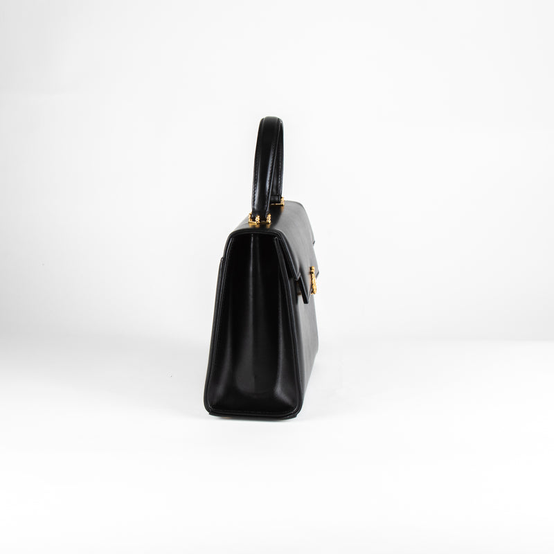 Launer London Black Leather Traviata Handbag