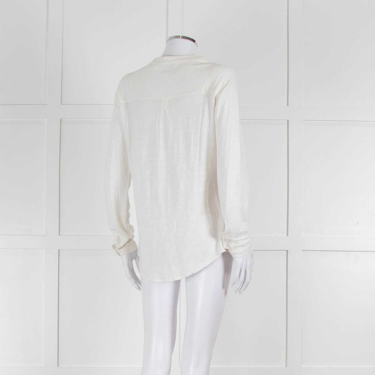 Bruno Manetti Cream Linen Slub Long Sleeve Top
