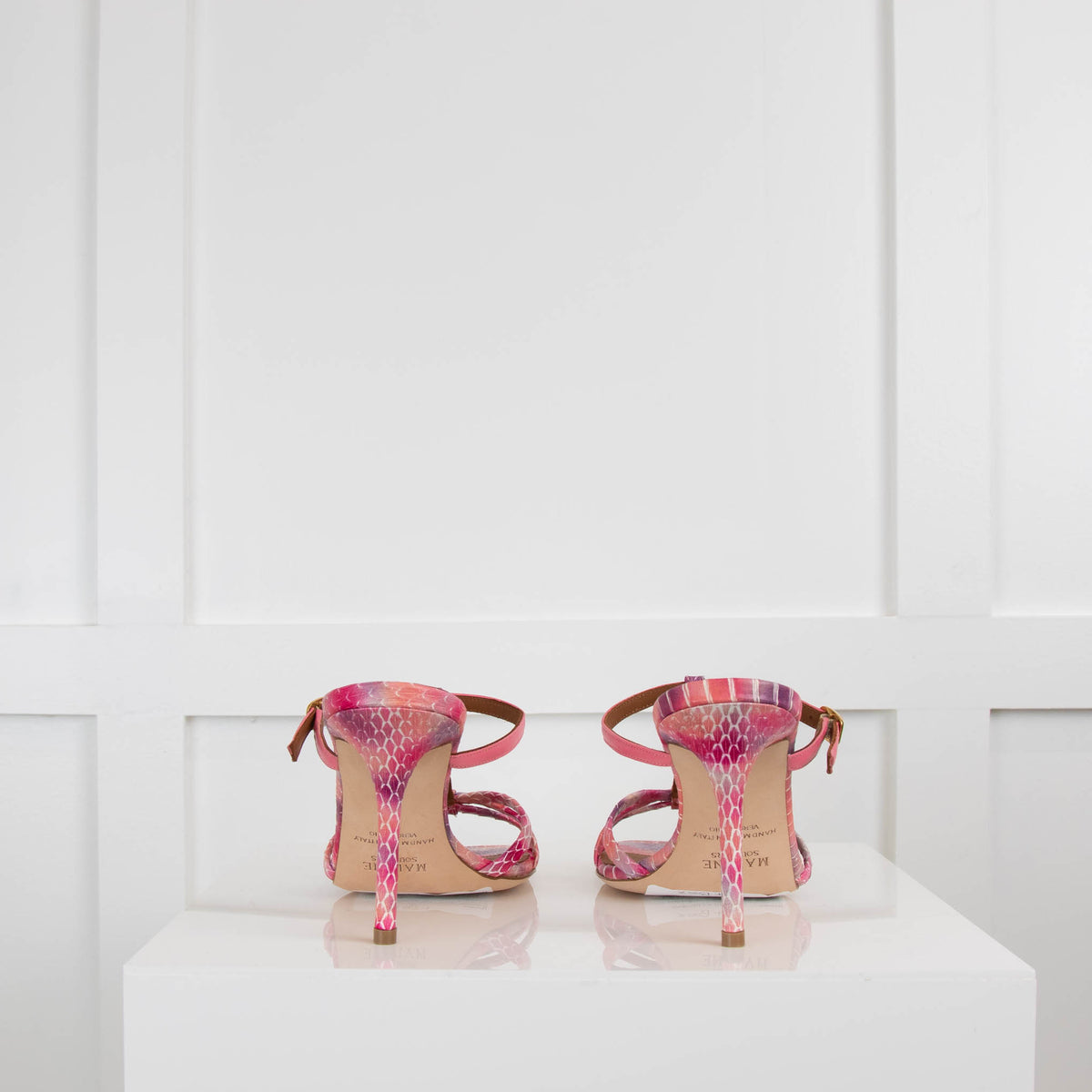 Malone Souliers Pink Square Toe Heeled Sandals