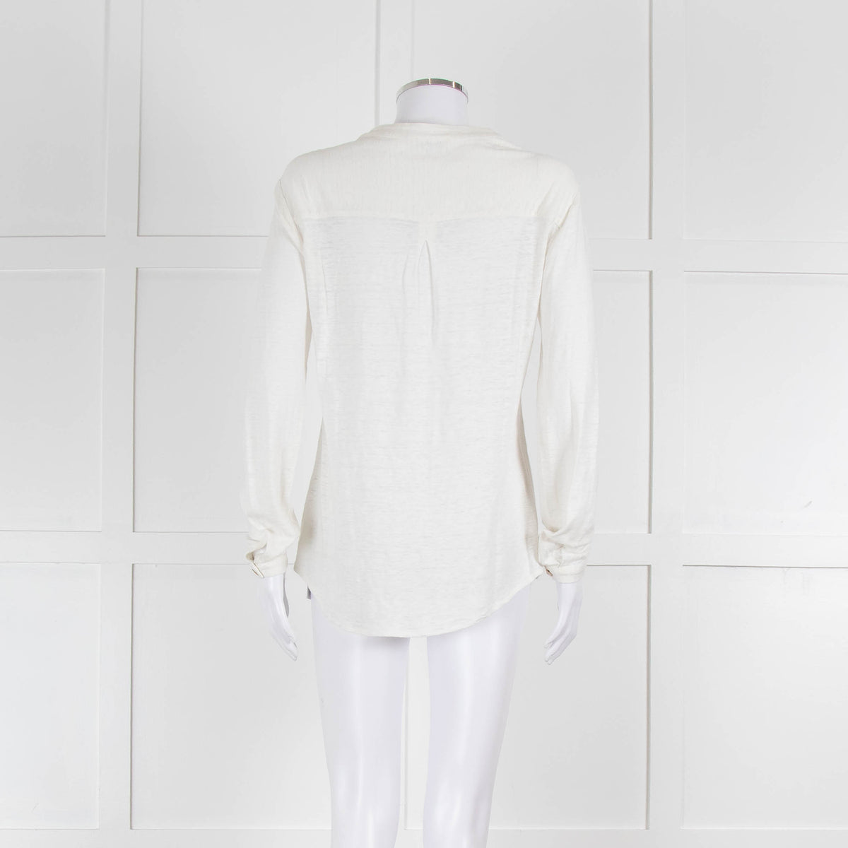 Bruno Manetti Cream Linen Slub Long Sleeve Top
