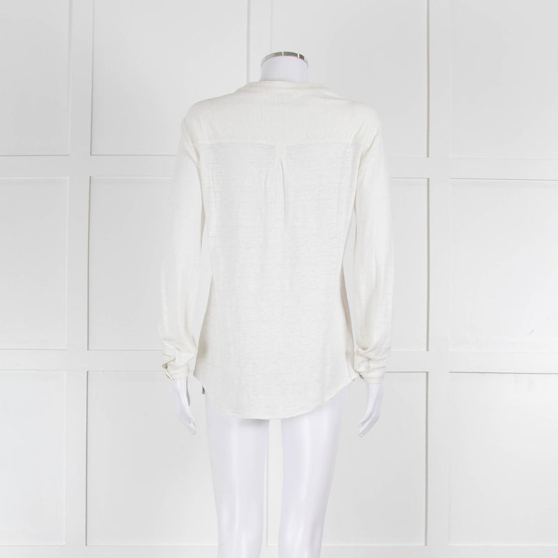 Bruno Manetti Cream Linen Slub Long Sleeve Top
