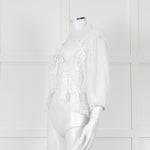 Iro Ruffled Lace V Neck Lace Tie Front Blouse