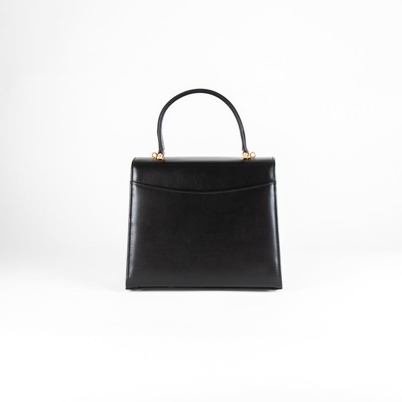 Launer London Black Leather Traviata Handbag