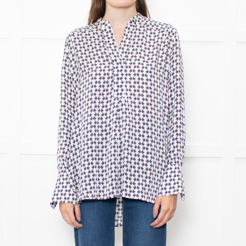 Dea Kudibal Cream and Blue Beetle Print Blouse