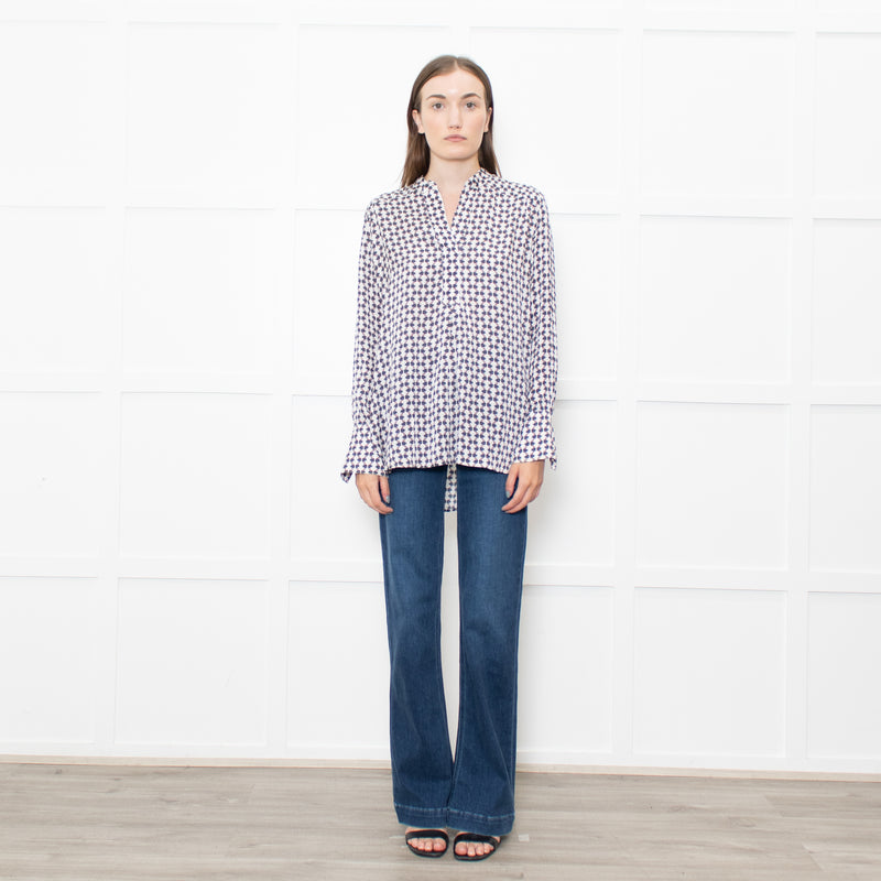 Dea Kudibal Cream and Blue Beetle Print Blouse