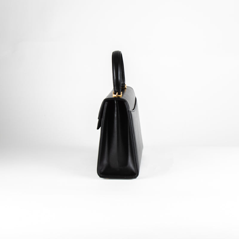 Launer London Black Leather Traviata Handbag