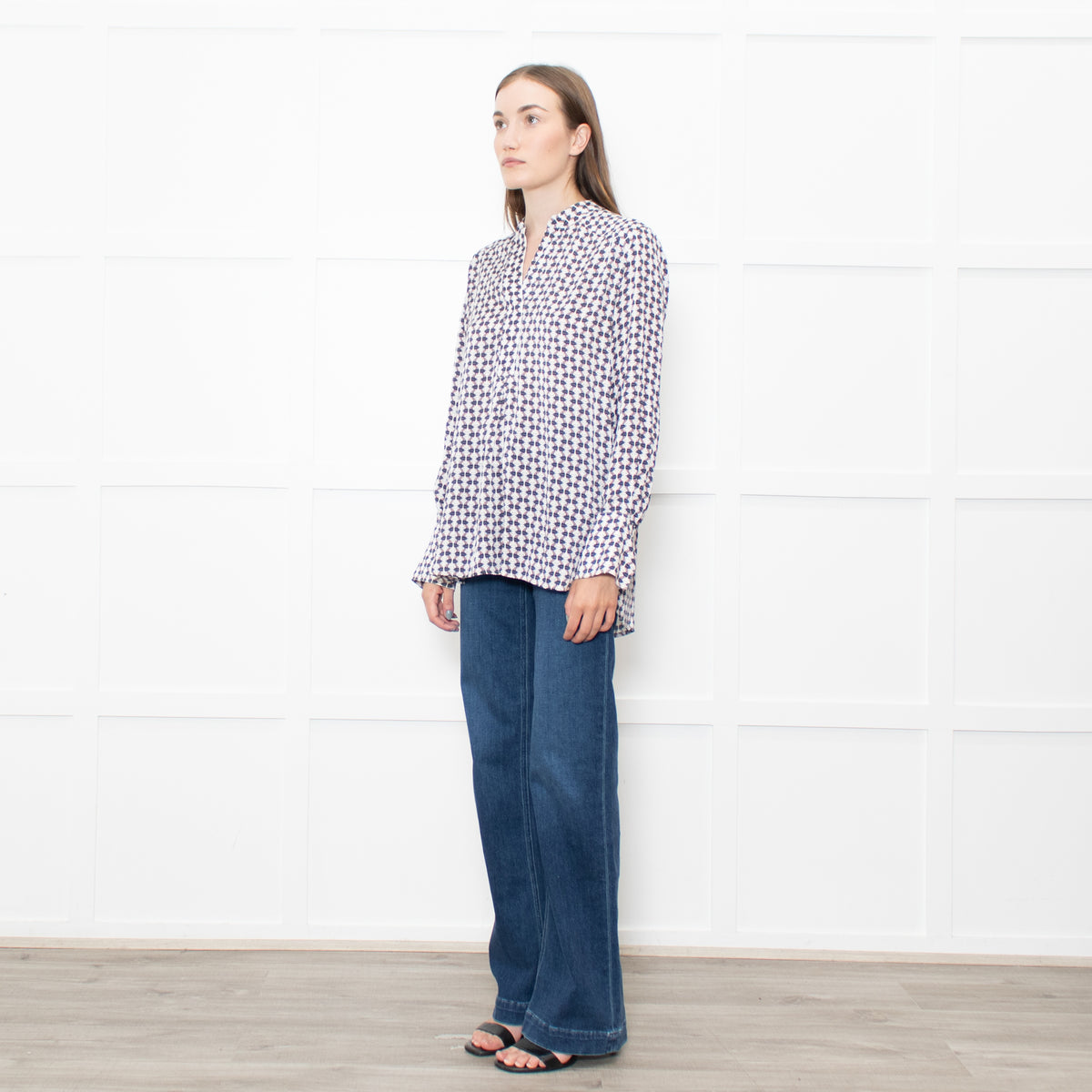 Dea Kudibal Cream and Blue Beetle Print Blouse