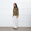 Ba&sh Black White Gold Flower Over Sized Top