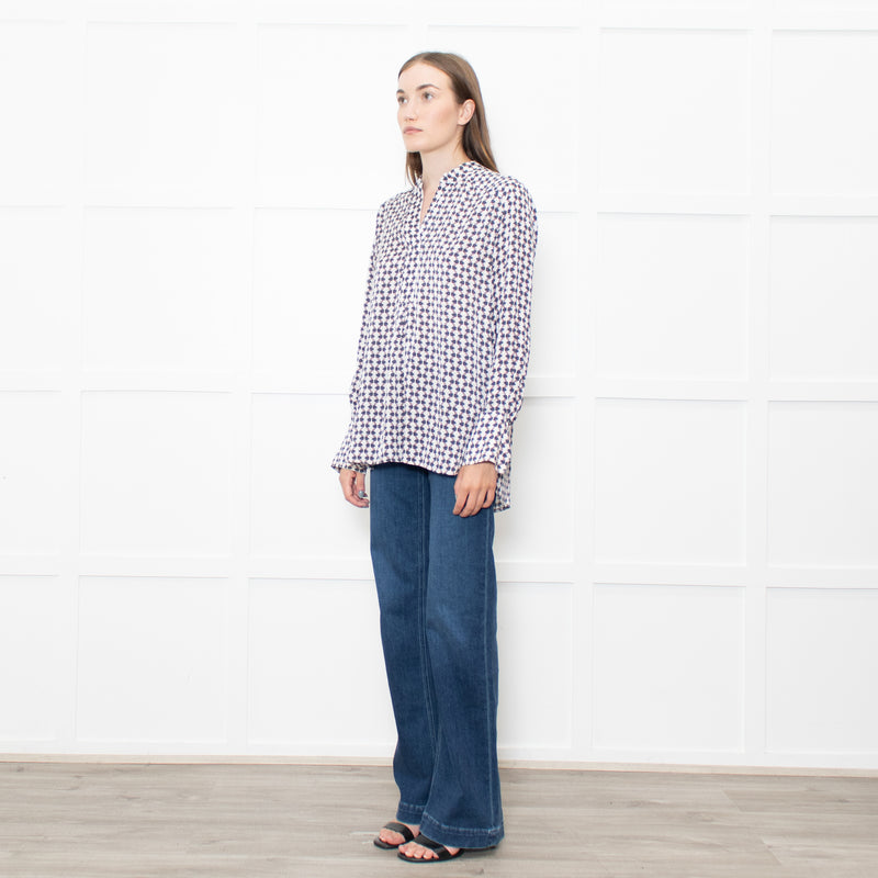 Dea Kudibal Cream and Blue Beetle Print Blouse