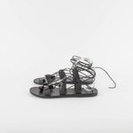 Ancient Greek Black Lace Up Leather Sandals