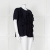 Louise Kennedy Navy Frill Front Short Sleeve Blouse
