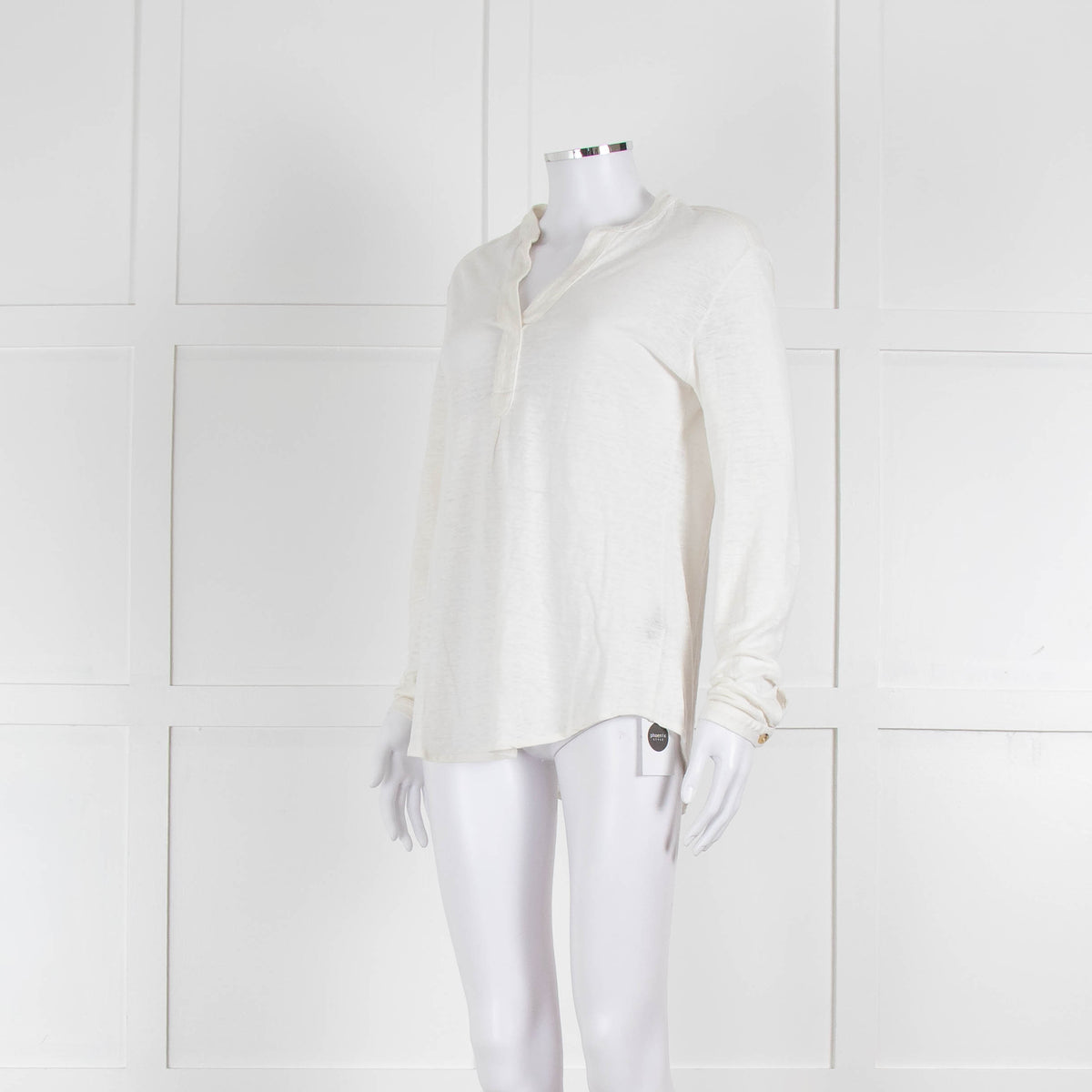 Bruno Manetti Cream Linen Slub Long Sleeve Top