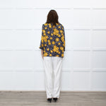 Ba&sh Black White Gold Flower Over Sized Top