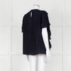 Louise Kennedy Navy Frill Front Short Sleeve Blouse
