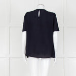 Louise Kennedy Navy Frill Front Short Sleeve Blouse