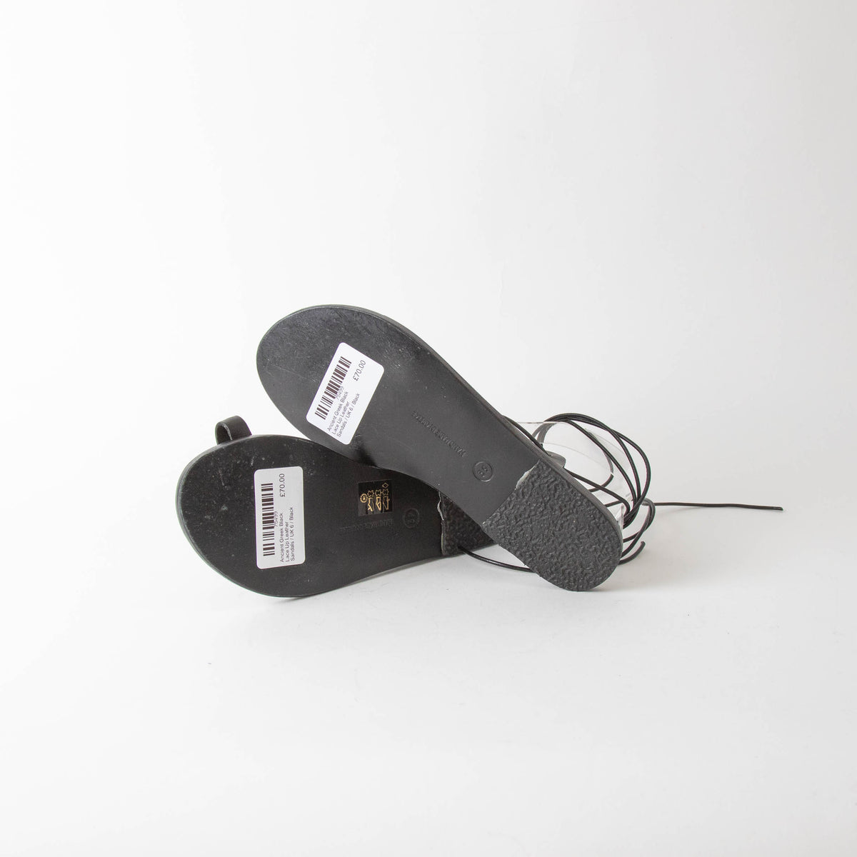 Ancient Greek Black Lace Up Leather Sandals