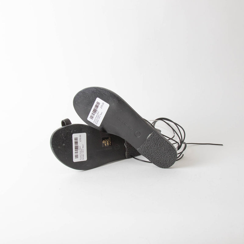 Ancient Greek Black Lace Up Leather Sandals