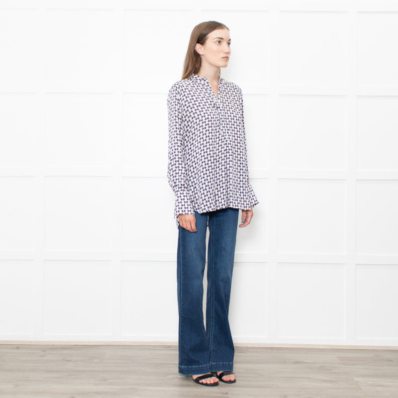 Dea Kudibal Cream and Blue Beetle Print Blouse