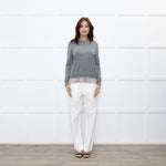 Peserico Grey Wool Beige Silk Trim Sweater