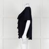 Louise Kennedy Navy Frill Front Short Sleeve Blouse