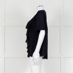 Louise Kennedy Navy Frill Front Short Sleeve Blouse