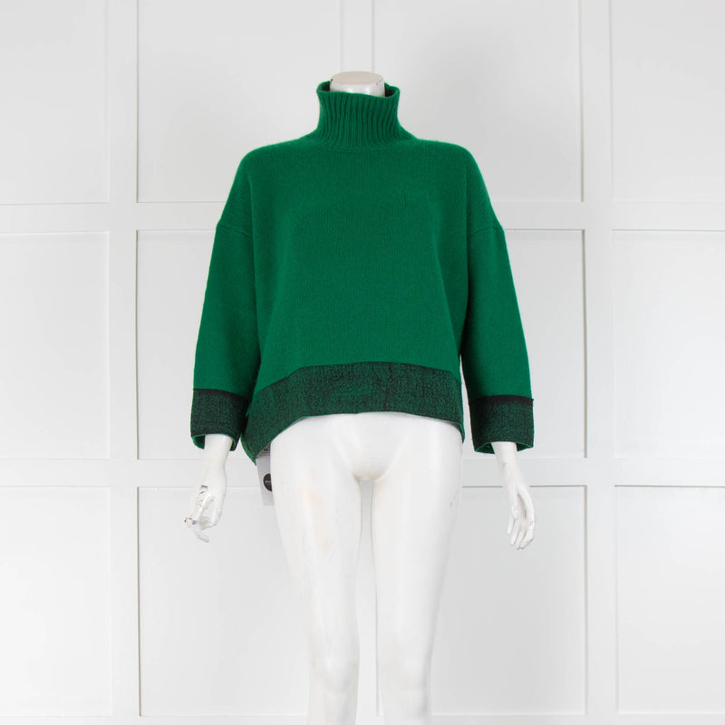 Marni Green Cashmere Mix Funnel Neck Sweater