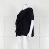 Louise Kennedy Navy Frill Front Short Sleeve Blouse