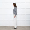 Peserico Grey Wool Beige Silk Trim Sweater
