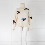 Markus Lupfer Cream wool Poloneck Jumper with multicolour chevron