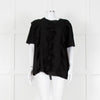 Louise Kennedy Black Frill Front Short Sleeve Blouse
