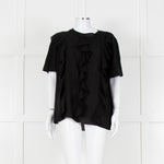 Louise Kennedy Black Frill Front Short Sleeve Blouse