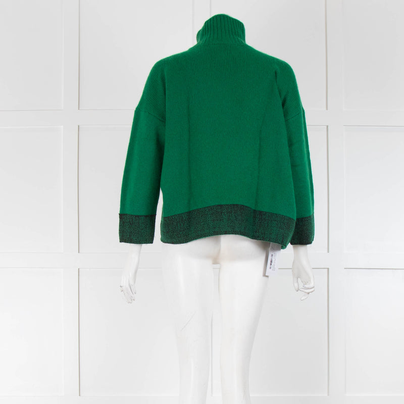 Marni Green Cashmere Mix Funnel Neck Sweater