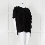 Louise Kennedy Black Frill Front Short Sleeve Blouse