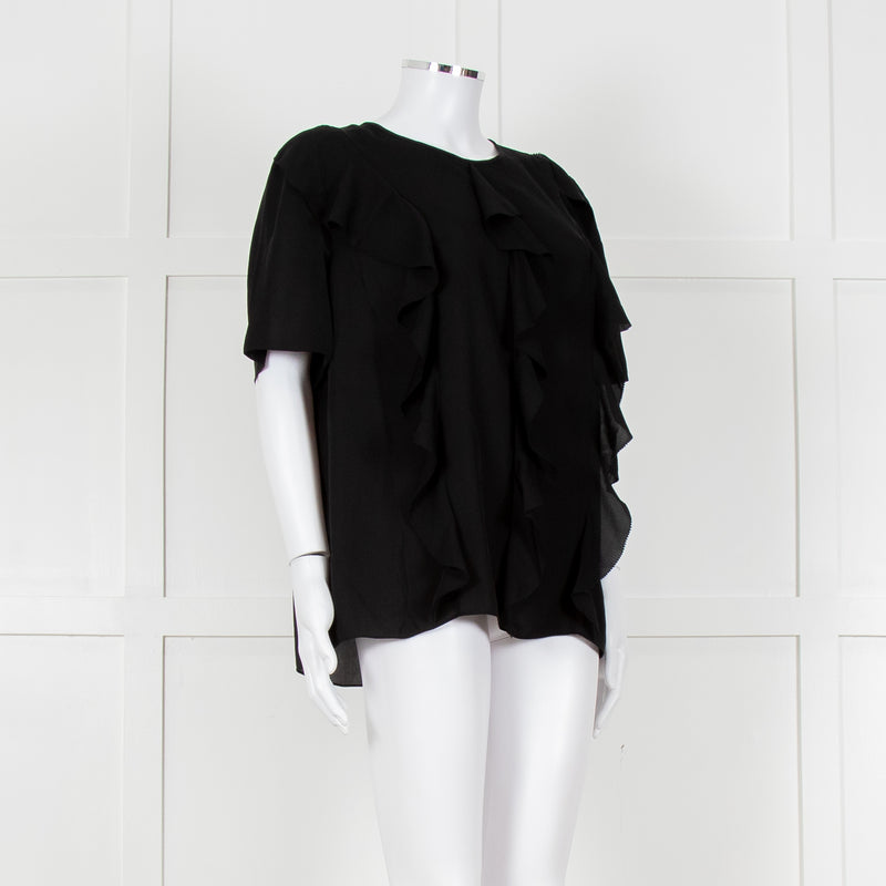 Louise Kennedy Black Frill Front Short Sleeve Blouse