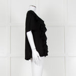 Louise Kennedy Black Frill Front Short Sleeve Blouse