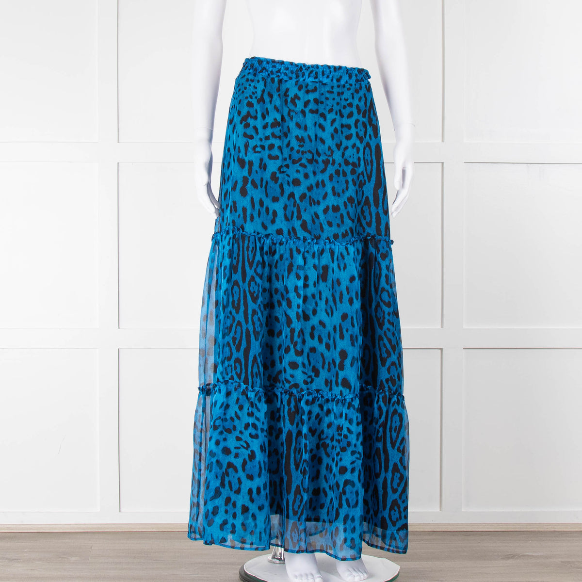 Ridley Blue Black Animal Print Silk Skirt